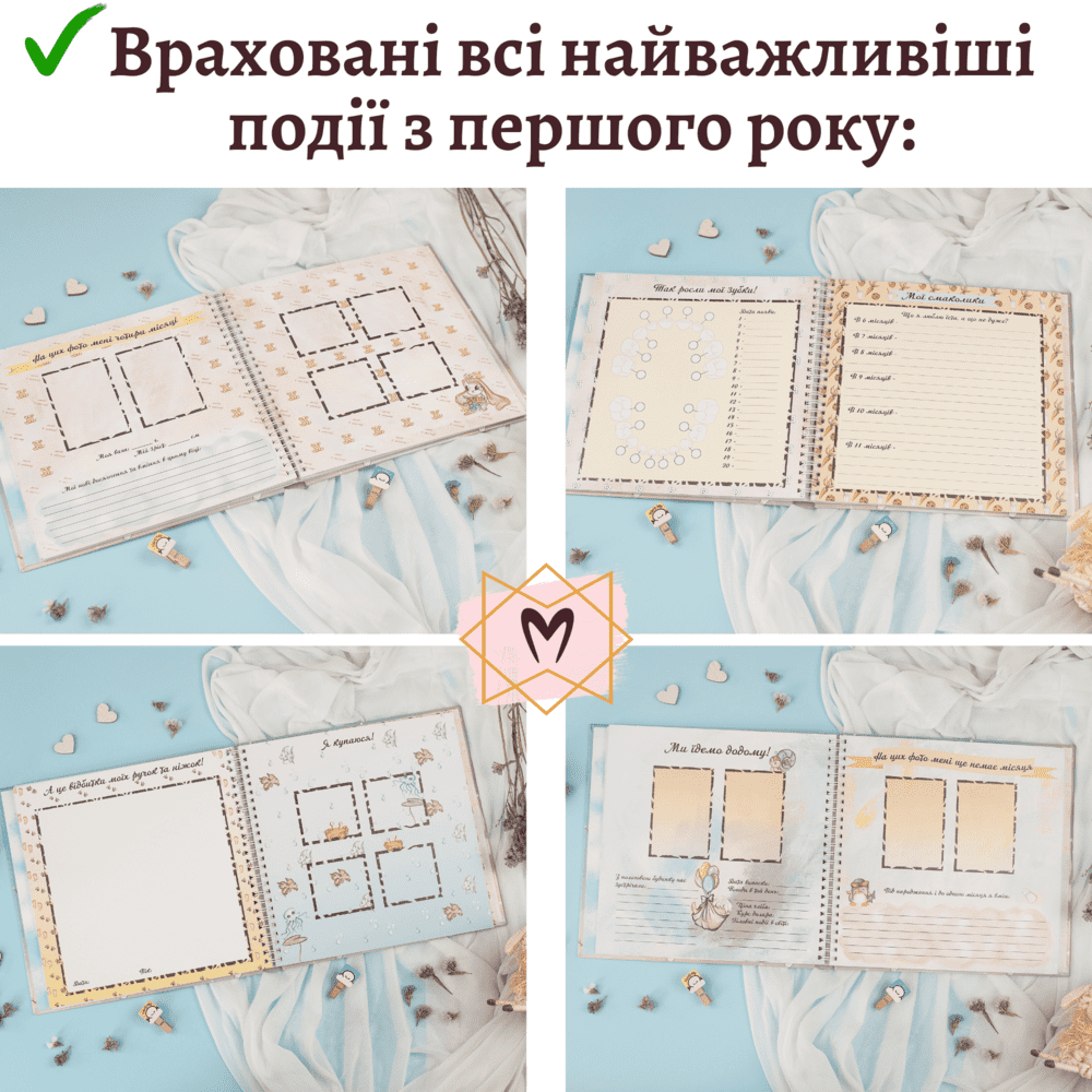 Іменний альбом-анкета для новонародженного "Перший альбом", дизайн 081281 Іменний альбом-анкета для новонародженного "Перший альбом", дизайн 081281