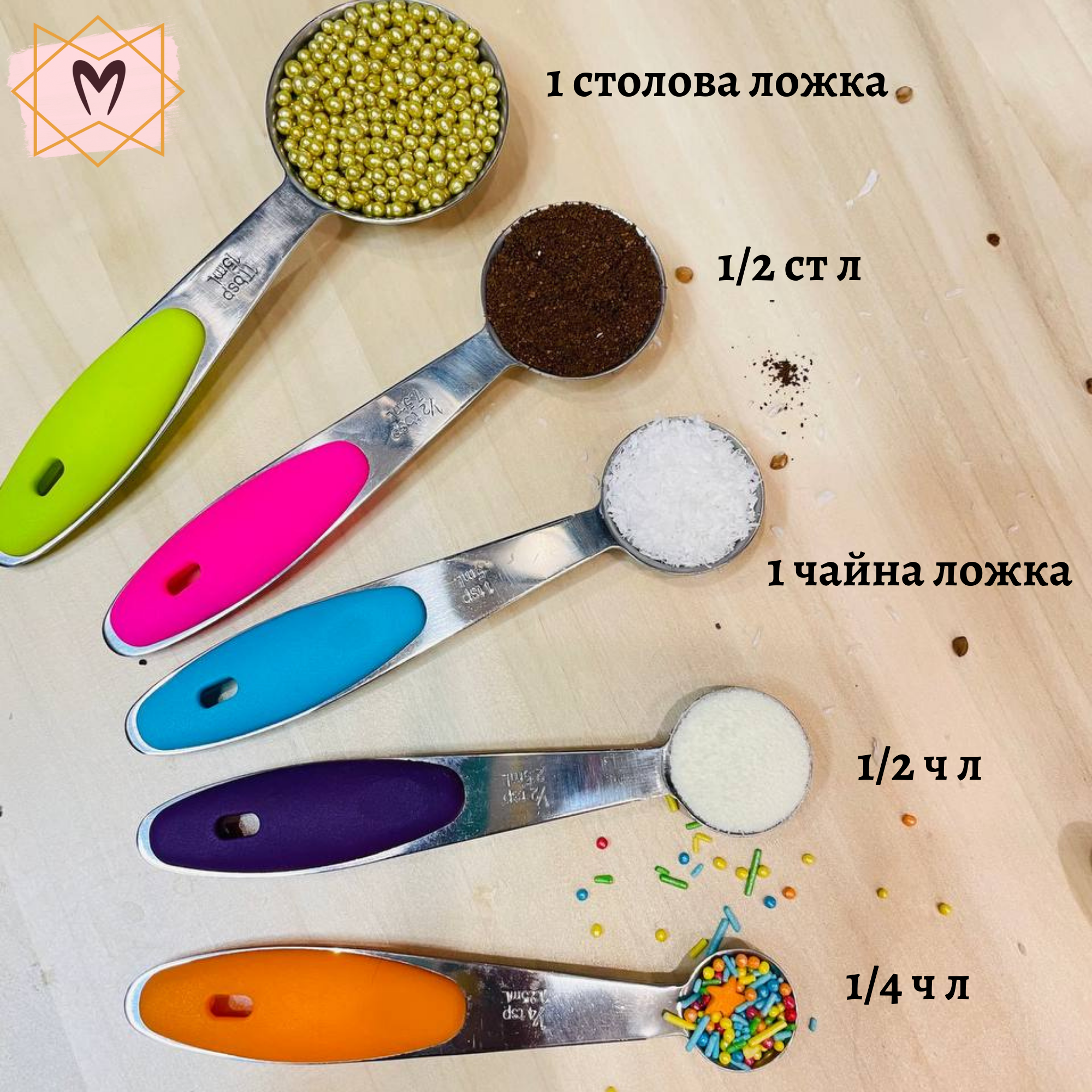 Набір мірних ковшів та мірних ложок 10шт. Memorik з нержавіючою сталі 1,25-250мл Набір мірних ковшів та мірних ложок 10шт. Memorik з нержавіючою сталі 1,25-250мл - Зображення 4